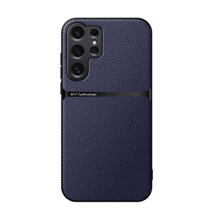 For Samsung Galaxy S25 Ultra 5G Litchi Leather Magnetic Full Coverage Shockproof Phone Case(Navy Blue) by buy2fix