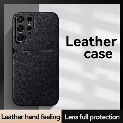 For Samsung Galaxy S25 Ultra 5G Litchi Leather Magnetic Full Coverage Shockproof Phone Case(Navy Blue) by buy2fix