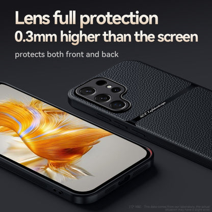 For Samsung Galaxy S25 Ultra 5G Litchi Leather Magnetic Full Coverage Shockproof Phone Case(Navy Blue) by buy2fix