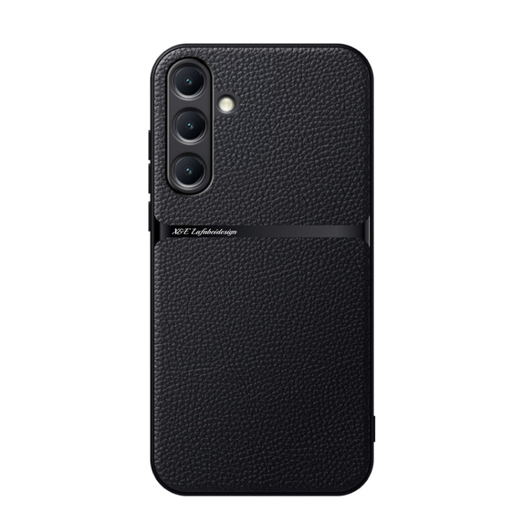 For Samsung Galaxy S25+ 5G Litchi Leather Magnetic Full Coverage Shockproof Phone Case(Black) by buy2fix