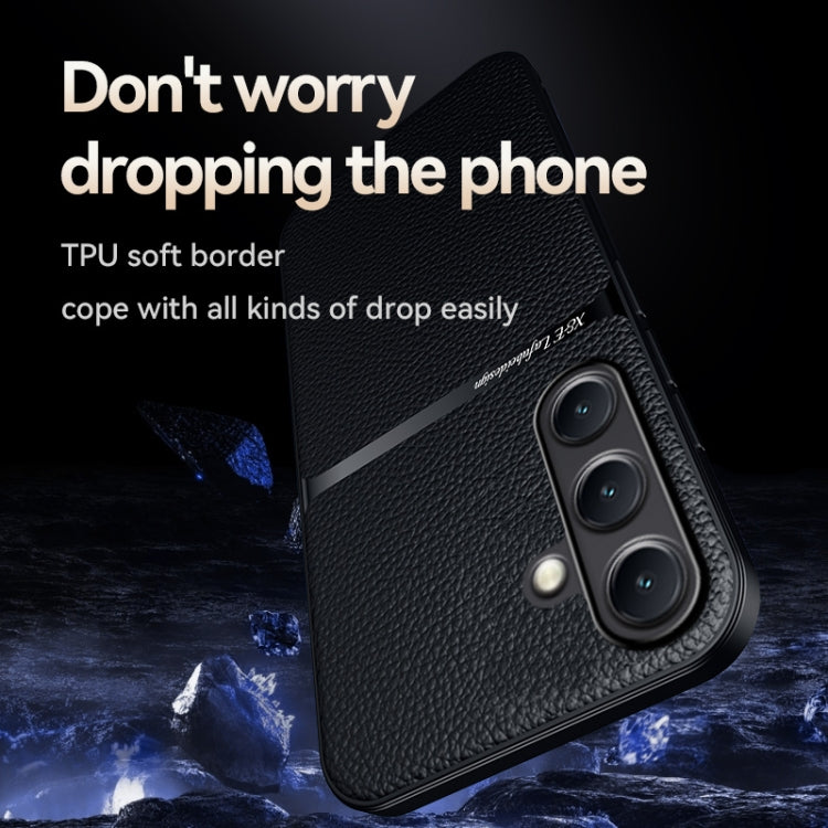 For Samsung Galaxy S25+ 5G Litchi Leather Magnetic Full Coverage Shockproof Phone Case(Black) by buy2fix