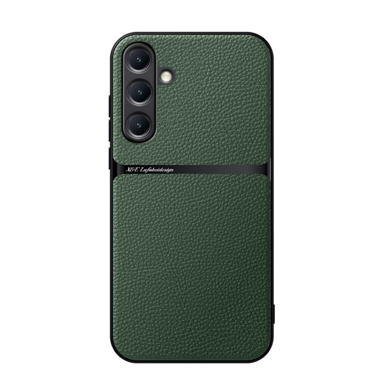 For Samsung Galaxy S25+ 5G Litchi Leather Magnetic Full Coverage Shockproof Phone Case(Green) by buy2fix