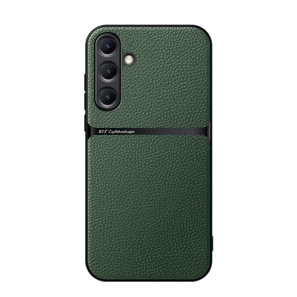 For Samsung Galaxy S25+ 5G Litchi Leather Magnetic Full Coverage Shockproof Phone Case(Green) by buy2fix