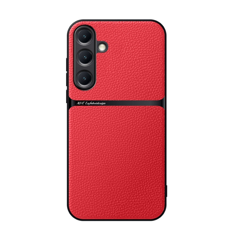For Samsung Galaxy S25 5G Litchi Leather Magnetic Full Coverage Shockproof Phone Case(Red) by buy2fix