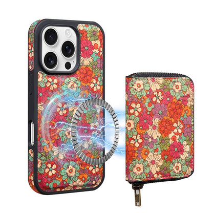 For iPhone 16 Pro Denior D23 MagSafe Detachable Zipper Wallet Holder Phone Case(Red) by Denior