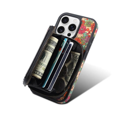 For iPhone 16 Plus Denior D23 MagSafe Detachable Zipper Wallet Holder Phone Case(Red) - iPhone 16 Plus Cases by Denior | Online Shopping UK | buy2fix