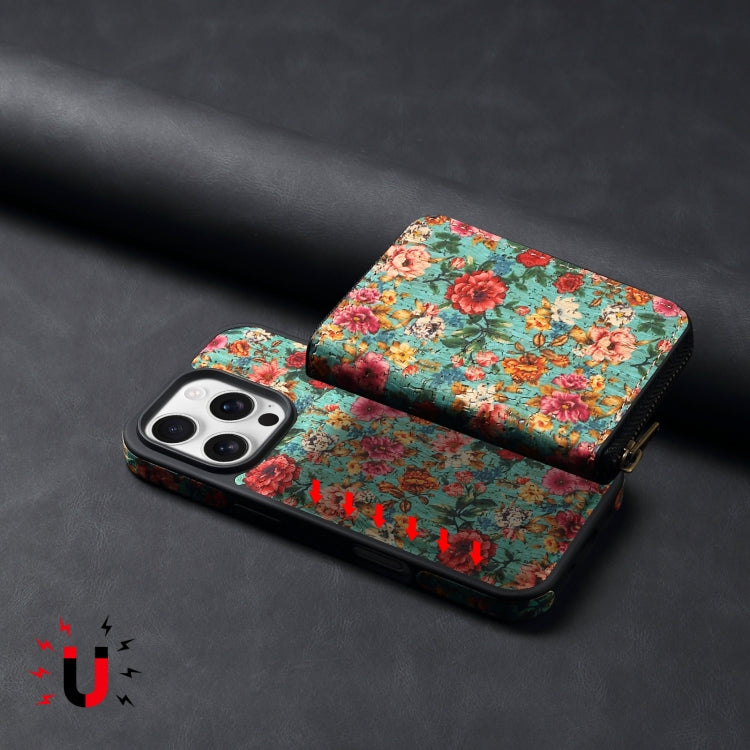 For iPhone 14 Denior D23 MagSafe Detachable Zipper Wallet Holder Phone Case(Blue) - iPhone 14 Cases by Denior | Online Shopping UK | buy2fix