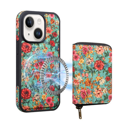 For iPhone 13 Denior D23 MagSafe Detachable Zipper Wallet Holder Phone Case(Blue) - iPhone 13 Cases by Denior | Online Shopping UK | buy2fix