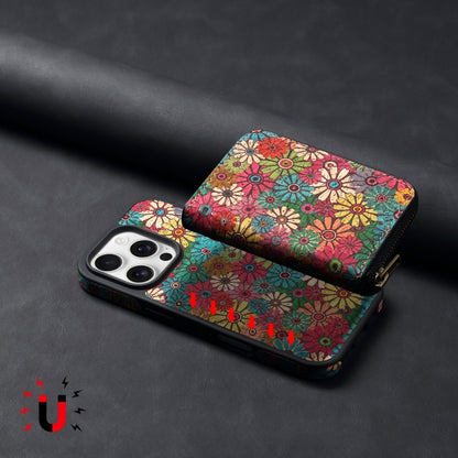 For iPhone 12 Pro Max Denior D23 MagSafe Detachable Zipper Wallet Holder Phone Case(Green) - iPhone 12 Pro Max Cases by Denior | Online Shopping UK | buy2fix