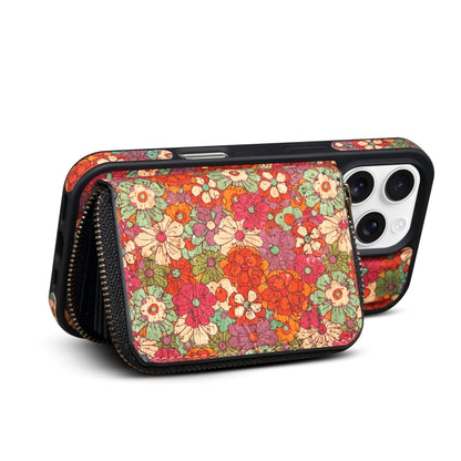 For iPhone 12 Pro Denior D23 MagSafe Detachable Zipper Wallet Holder Phone Case(Red) - iPhone 12 / 12 Pro Cases by Denior | Online Shopping UK | buy2fix