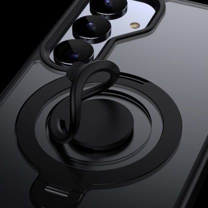 For Samsung Galaxy S25 5G Frosted MagSafe Phone Case with 360 Degree Rotating Holder(Black) by buy2fix