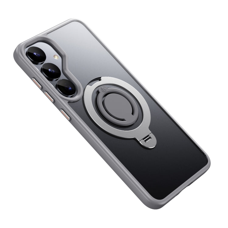 For Samsung Galaxy S25 5G Frosted MagSafe Phone Case with 360 Degree Rotating Holder(Grey) by buy2fix