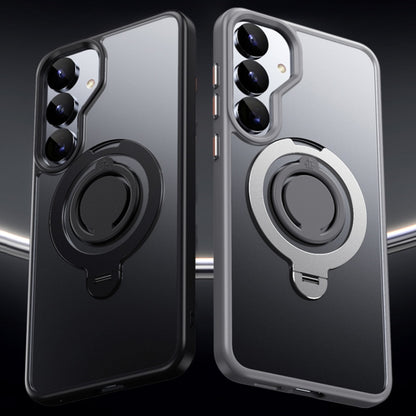 For Samsung Galaxy S25 5G Frosted MagSafe Phone Case with 360 Degree Rotating Holder(Grey) by buy2fix