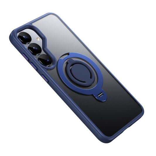 For Samsung Galaxy S25 5G Frosted MagSafe Phone Case with 360 Degree Rotating Holder(Blue) by buy2fix