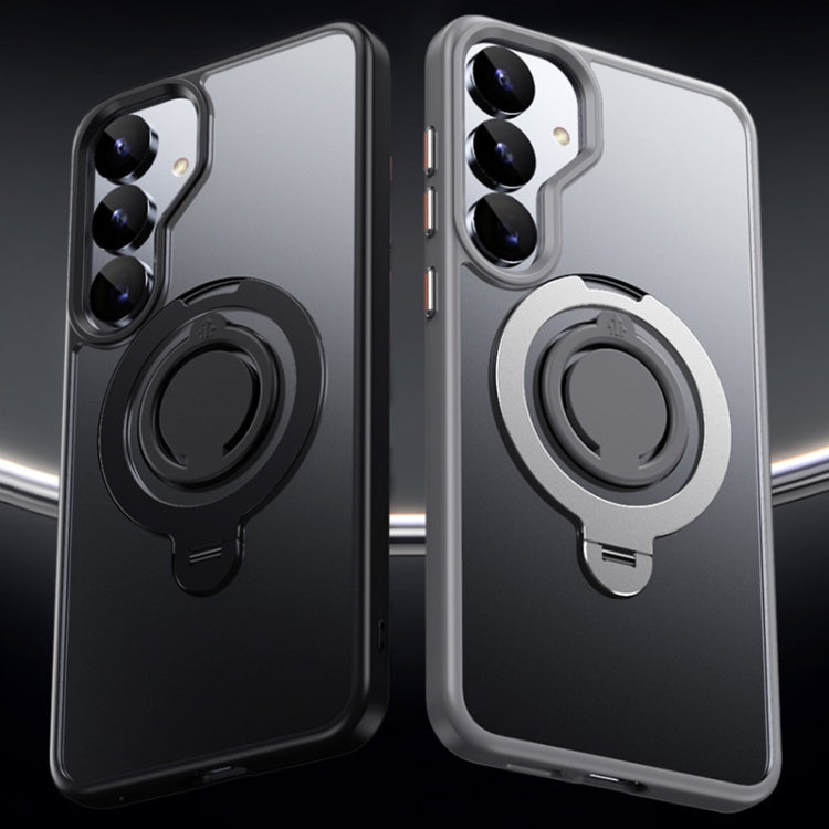 For Samsung Galaxy S25+ 5G Frosted MagSafe Phone Case with 360 Degree Rotating Holder(Grey) by buy2fix