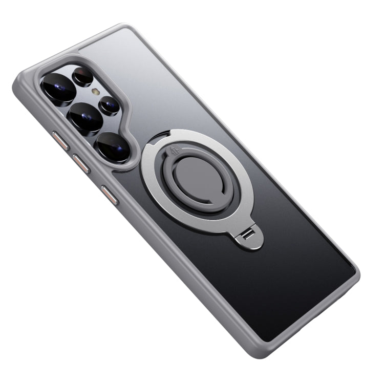 For Samsung Galaxy S25 Ultra 5G Frosted MagSafe Phone Case with 360 Degree Rotating Holder(Grey) by buy2fix