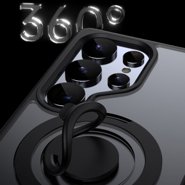 For Samsung Galaxy S25 Ultra 5G Frosted MagSafe Phone Case with 360 Degree Rotating Holder(Grey) by buy2fix