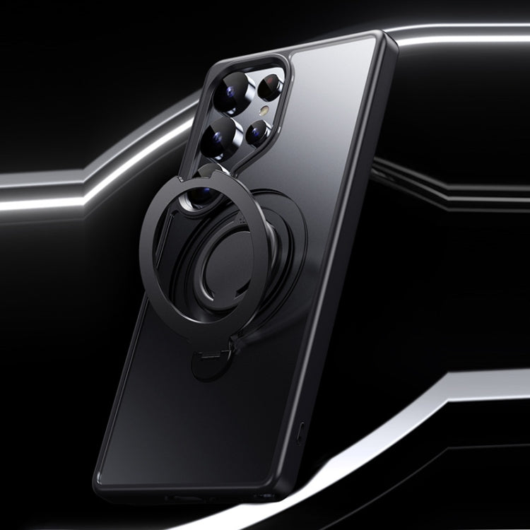 For Samsung Galaxy S25 Ultra 5G Frosted MagSafe Phone Case with 360 Degree Rotating Holder(Grey) by buy2fix