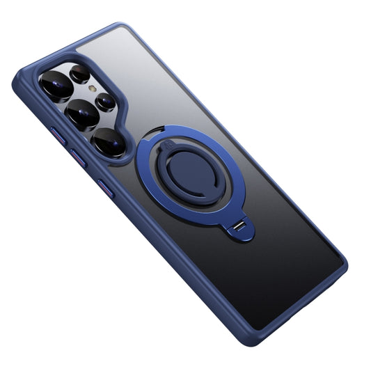 For Samsung Galaxy S25 Ultra 5G Frosted MagSafe Phone Case with 360 Degree Rotating Holder(Blue) by buy2fix