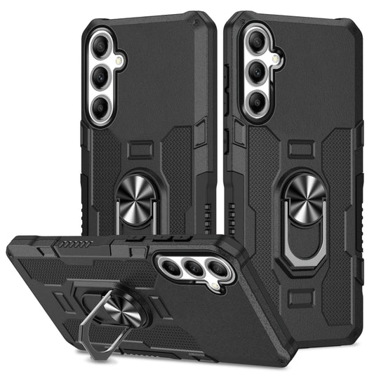 For Samsung Galaxy S25 5G Ring Holder Armor Hybrid Phone Case(Black) by buy2fix