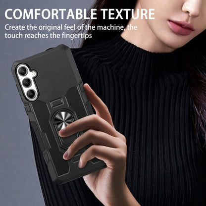 For Samsung Galaxy S25 5G Ring Holder Armor Hybrid Phone Case(Black) by buy2fix