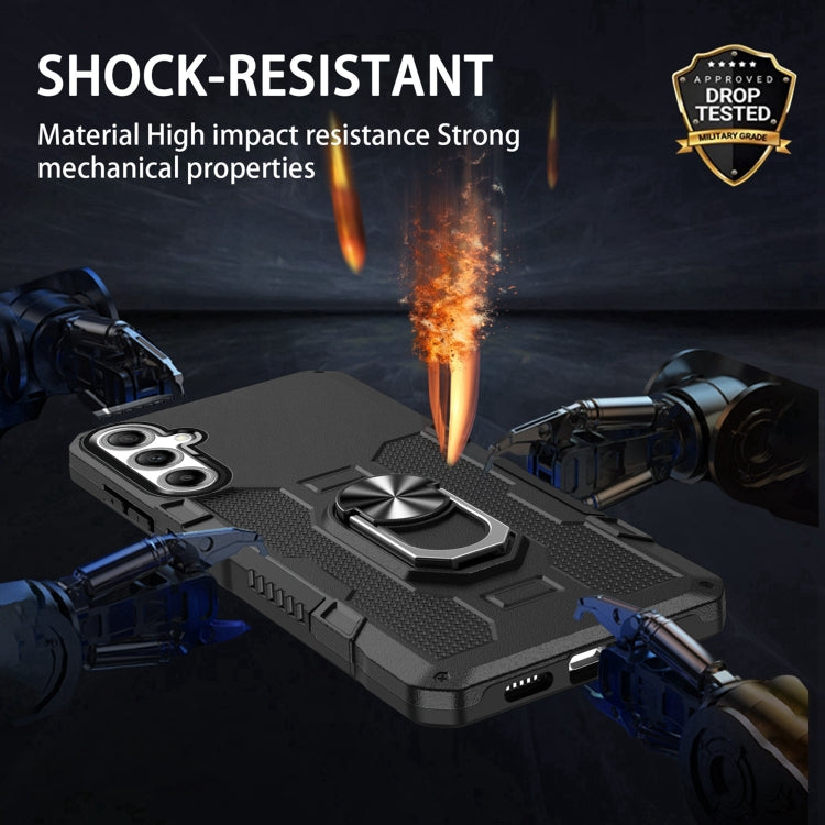 For Samsung Galaxy S25 5G Ring Holder Armor Hybrid Phone Case(Black) by buy2fix