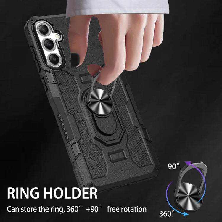 For Samsung Galaxy S25 5G Ring Holder Armor Hybrid Phone Case(Black) by buy2fix