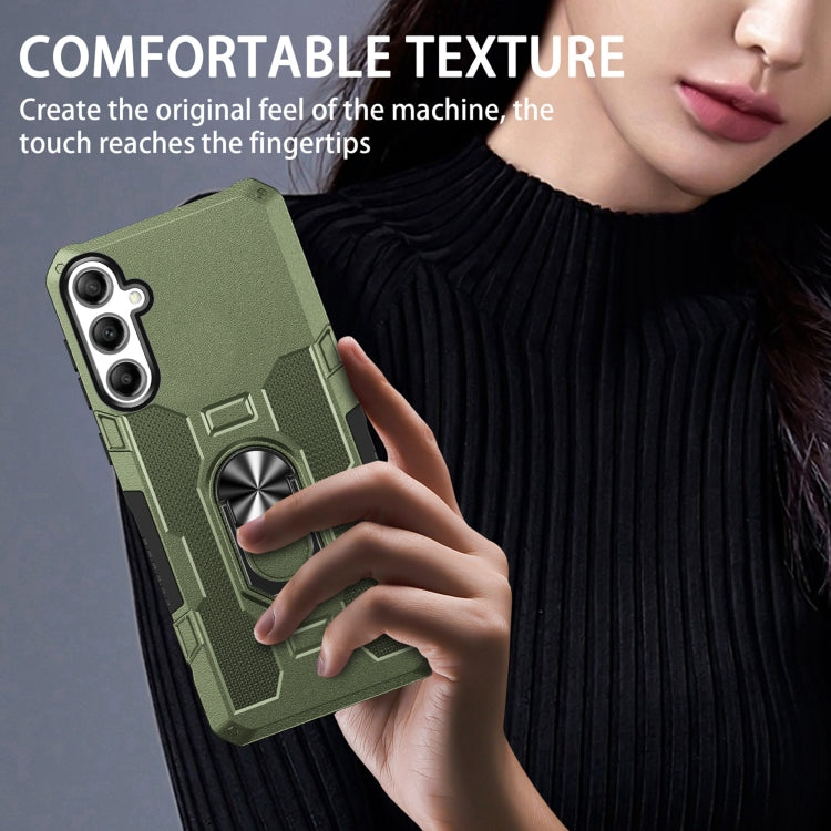 For Samsung Galaxy S25 5G Ring Holder Armor Hybrid Phone Case(Green) by buy2fix