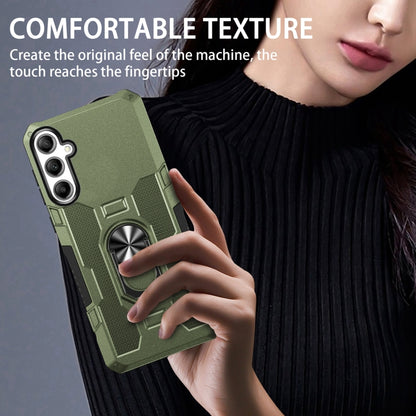 For Samsung Galaxy S25 5G Ring Holder Armor Hybrid Phone Case(Green) by buy2fix