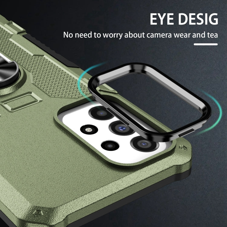 For Samsung Galaxy S25 5G Ring Holder Armor Hybrid Phone Case(Green) by buy2fix
