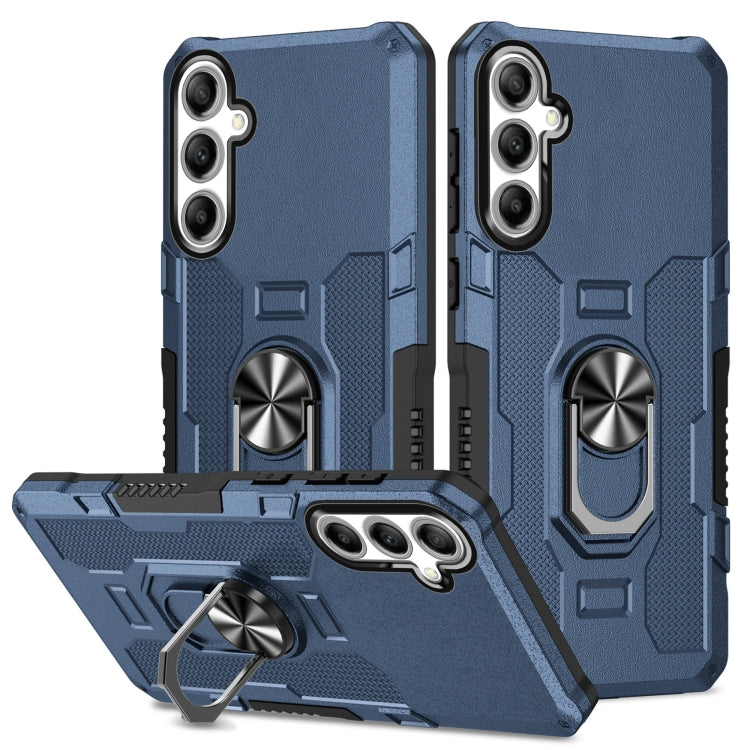 For Samsung Galaxy S25 5G Ring Holder Armor Hybrid Phone Case(Blue) by buy2fix