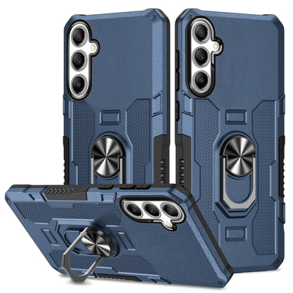 For Samsung Galaxy S25 5G Ring Holder Armor Hybrid Phone Case(Blue) by buy2fix