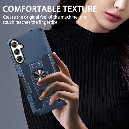 For Samsung Galaxy S25 5G Ring Holder Armor Hybrid Phone Case(Blue) by buy2fix