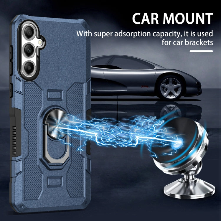 For Samsung Galaxy S25 5G Ring Holder Armor Hybrid Phone Case(Blue) by buy2fix