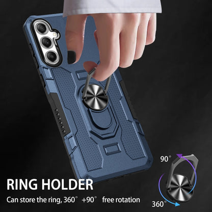 For Samsung Galaxy S25 5G Ring Holder Armor Hybrid Phone Case(Blue) by buy2fix