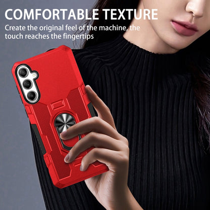 For Samsung Galaxy S25 5G Ring Holder Armor Hybrid Phone Case(Red) by buy2fix