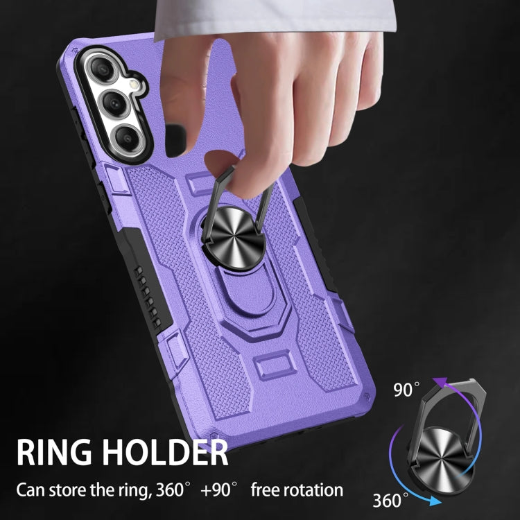 For Samsung Galaxy S25 5G Ring Holder Armor Hybrid Phone Case(Purple) by buy2fix