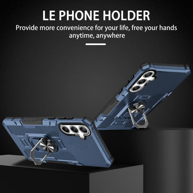 For Samsung Galaxy S25+ 5G Ring Holder Armor Hybrid Phone Case(Blue) by buy2fix