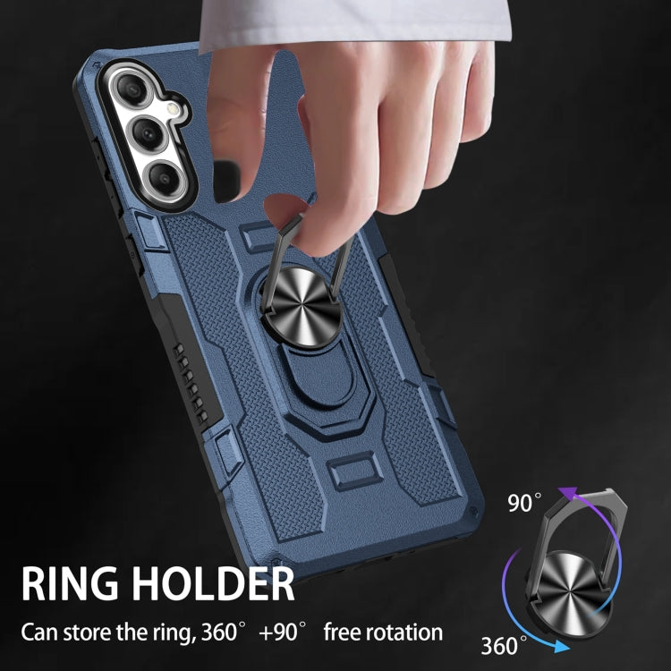 For Samsung Galaxy S25+ 5G Ring Holder Armor Hybrid Phone Case(Blue) by buy2fix