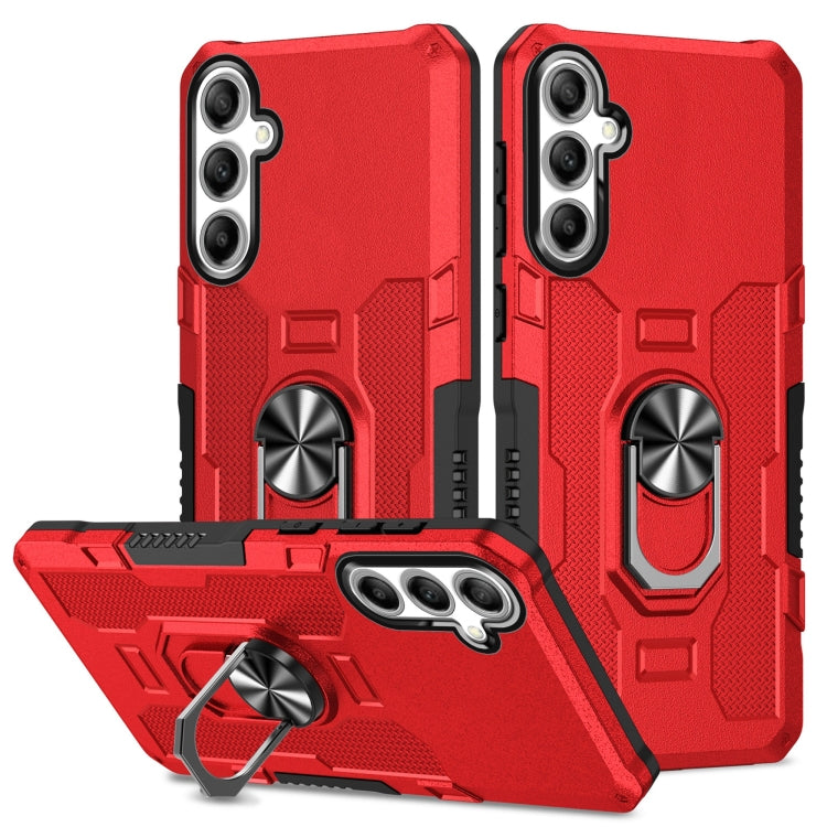 For Samsung Galaxy S25+ 5G Ring Holder Armor Hybrid Phone Case(Red) by buy2fix