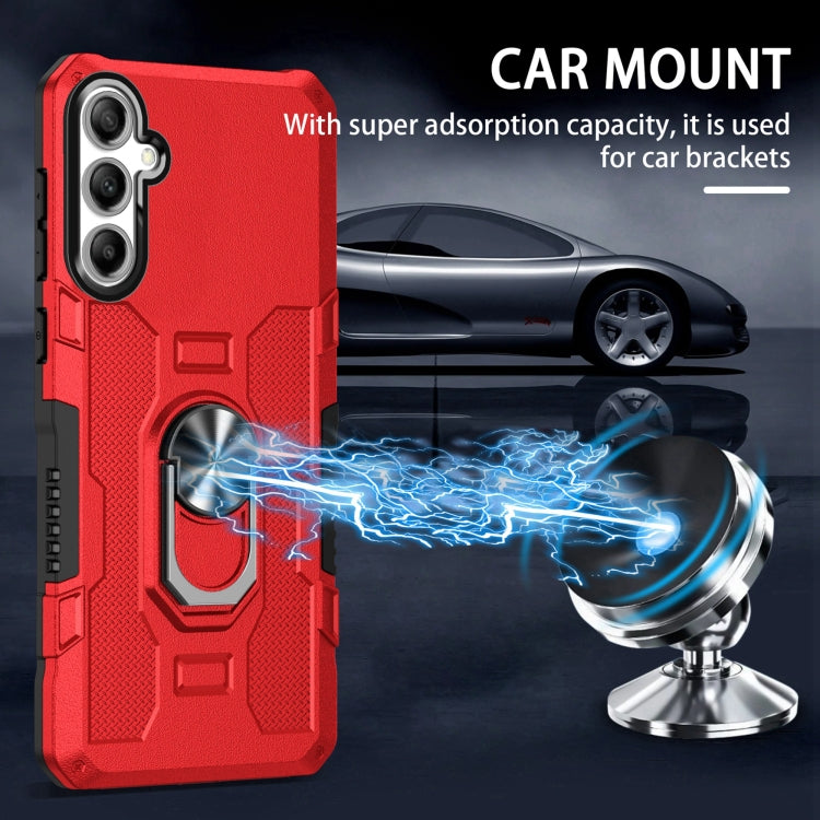 For Samsung Galaxy S25+ 5G Ring Holder Armor Hybrid Phone Case(Red) by buy2fix