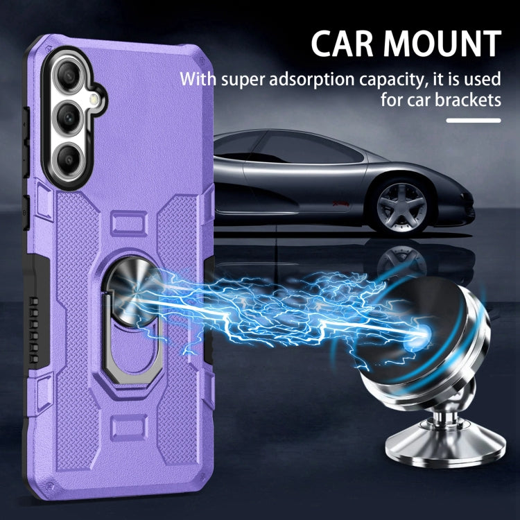 For Samsung Galaxy S25+ 5G Ring Holder Armor Hybrid Phone Case(Purple) by buy2fix
