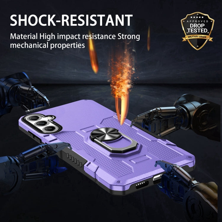 For Samsung Galaxy S25+ 5G Ring Holder Armor Hybrid Phone Case(Purple) by buy2fix