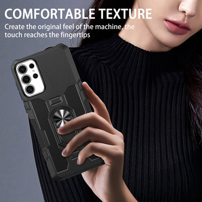 For Samsung Galaxy S25 Ultra 5G Ring Holder Armor Hybrid Phone Case(Black) by buy2fix