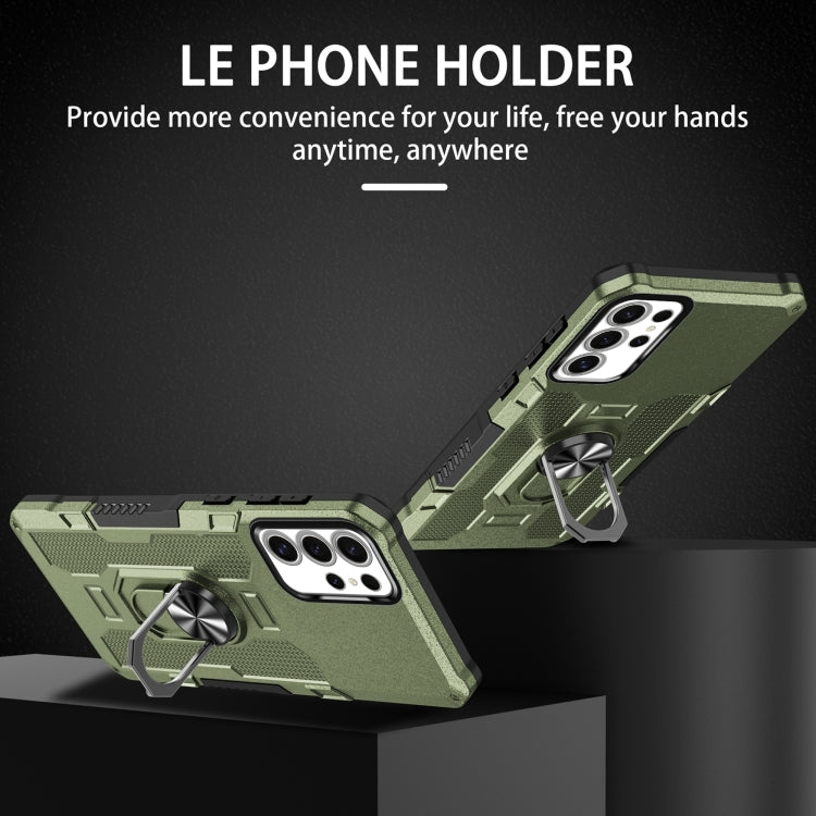 For Samsung Galaxy S25 Ultra 5G Ring Holder Armor Hybrid Phone Case(Green) by buy2fix