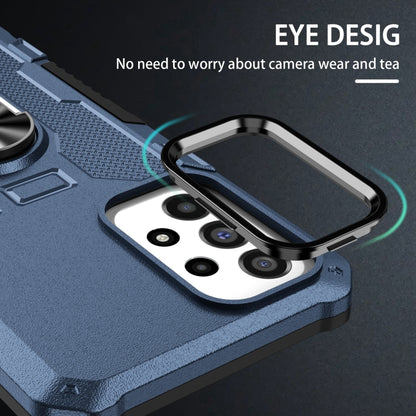 For Samsung Galaxy S25 Ultra 5G Ring Holder Armor Hybrid Phone Case(Blue) by buy2fix