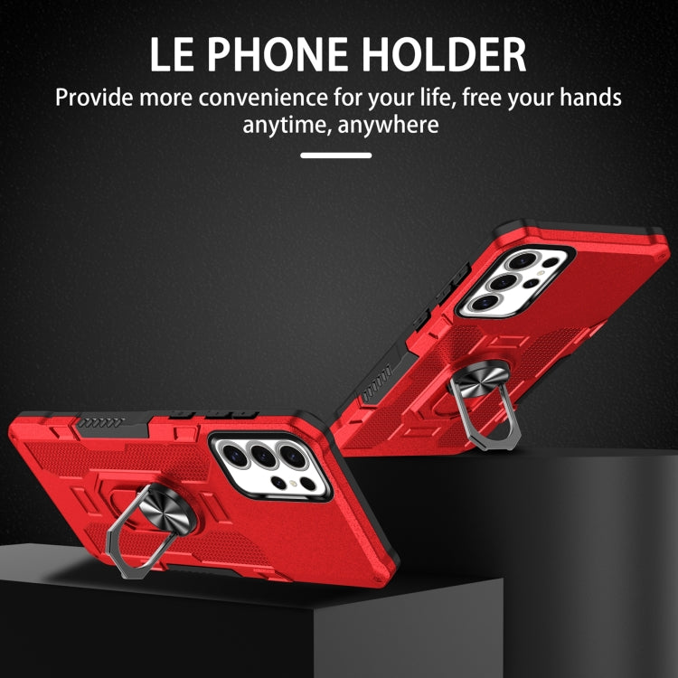 For Samsung Galaxy S25 Ultra 5G Ring Holder Armor Hybrid Phone Case(Red) by buy2fix
