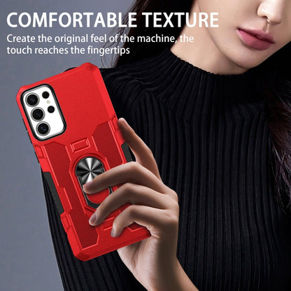 For Samsung Galaxy S25 Ultra 5G Ring Holder Armor Hybrid Phone Case(Red) by buy2fix