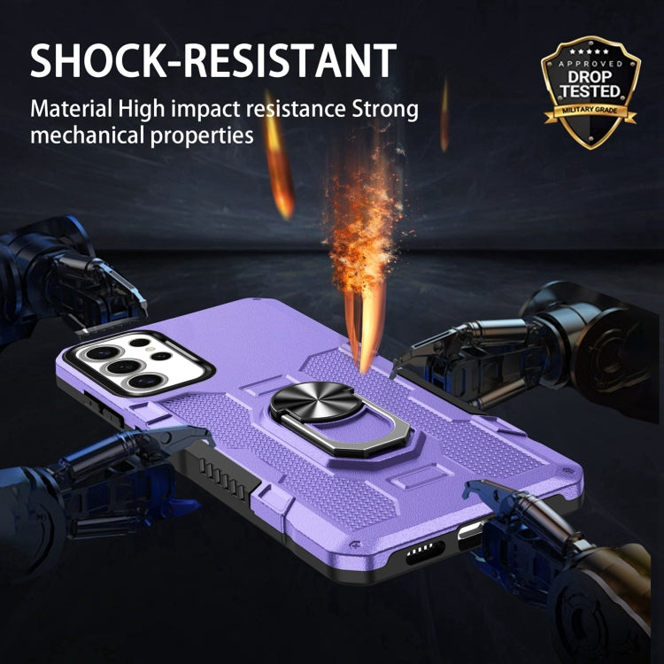 For Samsung Galaxy S25 Ultra 5G Ring Holder Armor Hybrid Phone Case(Purple) by buy2fix