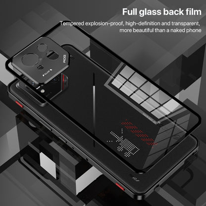 For  ASUS ROG Phone 9 Pro Snap Buckle Metal Frame Glass Back Panel Phone Case(Black) - ASUS Cases by buy2fix | Online Shopping UK | buy2fix